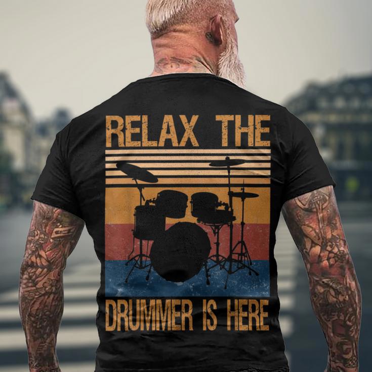 Relax The Drummer Here Men's Crewneck Short Sleeve Back Print T-shirt Gifts for Old Men