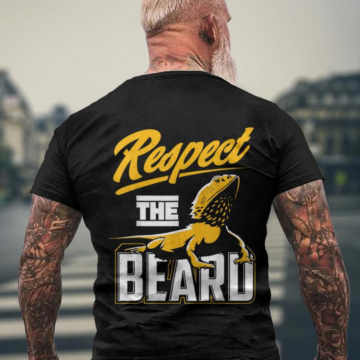 Respect The Beard Pogona & Bearded Dragon Men's Crewneck Short Sleeve Back Print T-shirt Gifts for Old Men