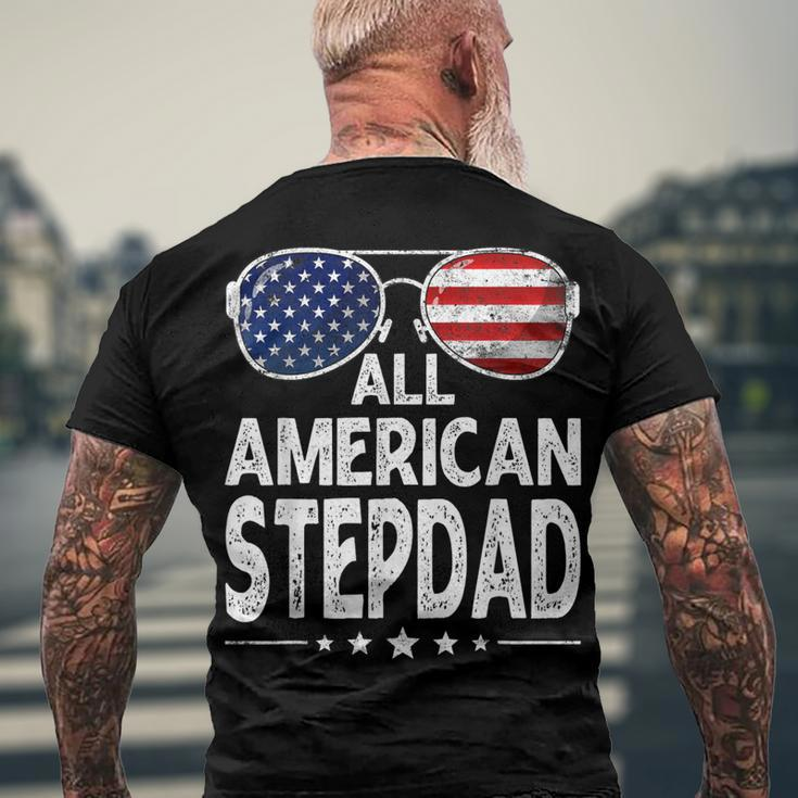 Mens Retro Fathers Day Family All American Stepdad 4Th Of July Men's T-shirt Back Print Gifts for Old Men