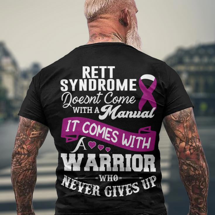 Rett Syndrome Doesnt Come With A Manual It Comes With A Warrior Who Never Gives Up Purple Ribbon Rett Syndrome Rett Syndrome Awareness Men's Crewneck Short Sleeve Back Print T-shirt Gifts for Old Men