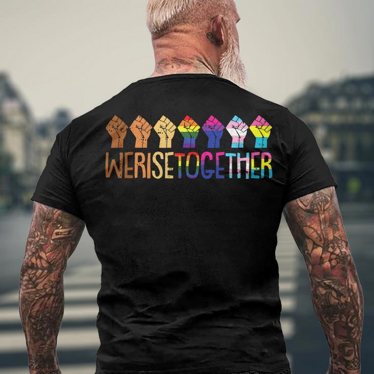 We Rise Together Lgbt Q Pride Social Justice Equality AllyMen's Back Print T-shirt Gifts for Old Men