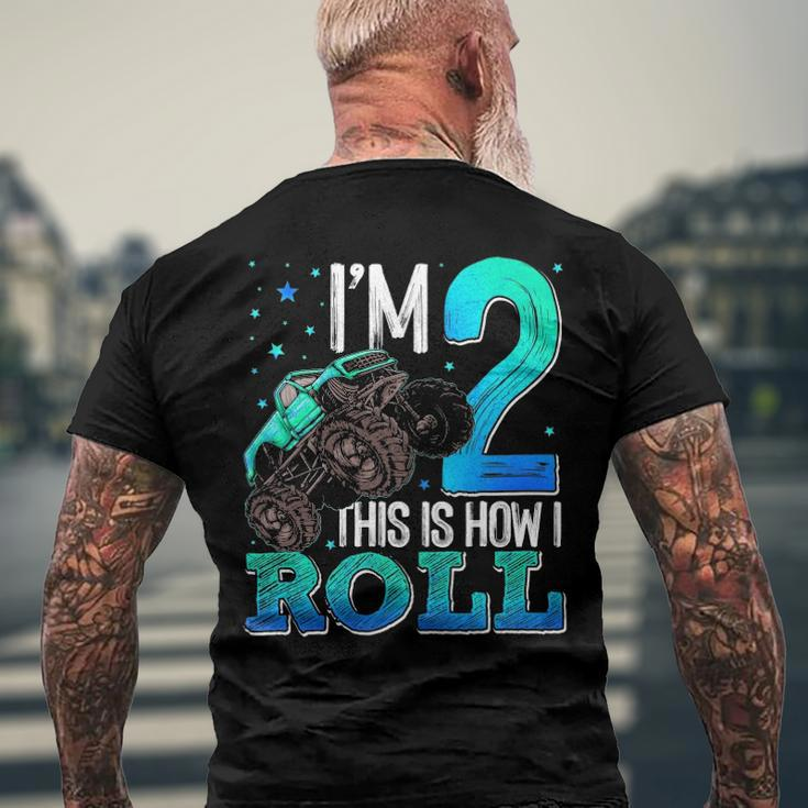 This Is How I Roll 2 Years Old Monster Truck 2Nd Birthday Men's Back Print T-shirt Gifts for Old Men