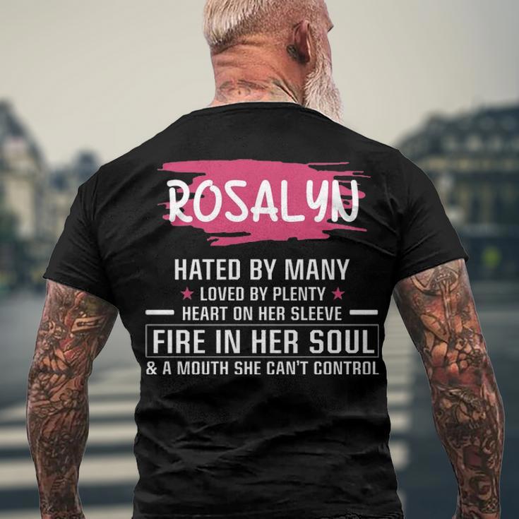 Rosalyn Name Rosalyn Hated By Many Loved By Plenty Heart On Her Sleeve Men's T-Shirt Back Print Gifts for Old Men