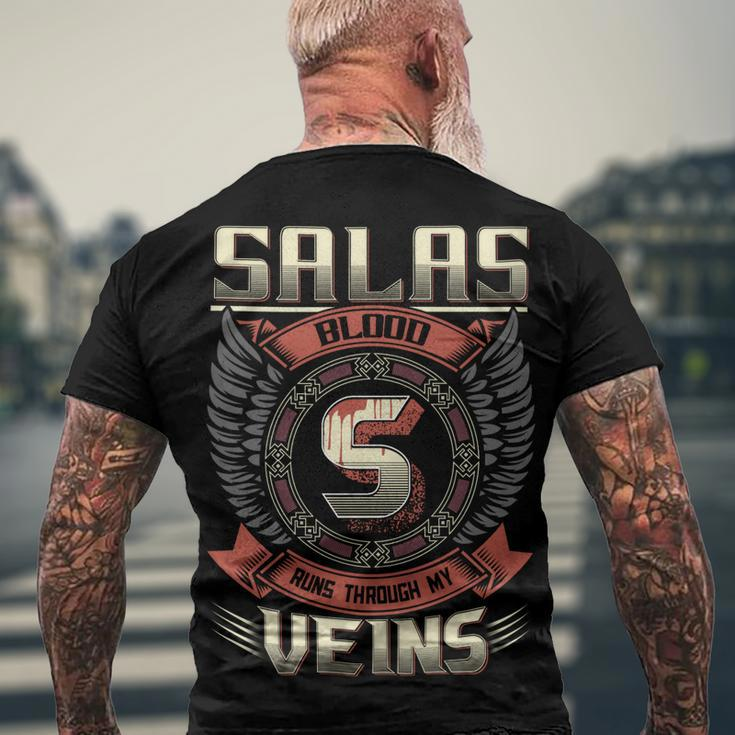 Salas Blood Run Through My Veins Name V3 Men's Crewneck Short Sleeve Back Print T-shirt Gifts for Old Men