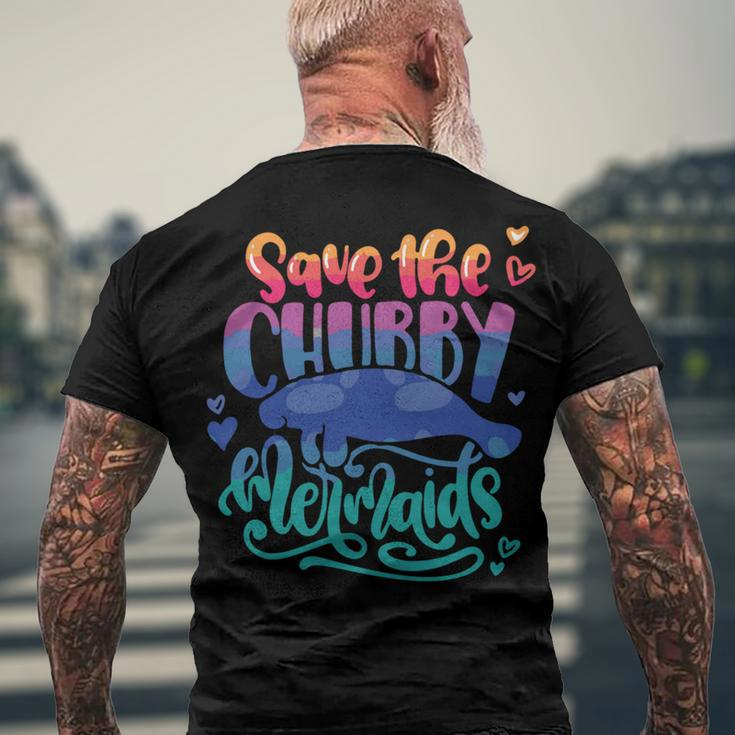 Save The Chubby Mermaids Funny Mermaid Men's Crewneck Short Sleeve Back Print T-shirt Gifts for Old Men