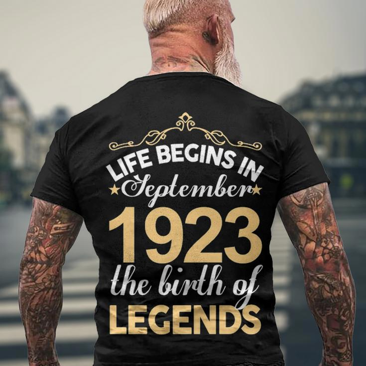 September 1923 Birthday Life Begins In September 1923 V2 Men's T-Shirt Back Print Gifts for Old Men