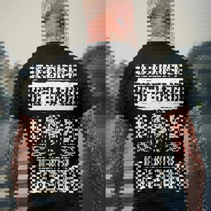 September 1926 Birthday Life Begins In September 1926 Men's T-Shirt Back Print Gifts for Old Men