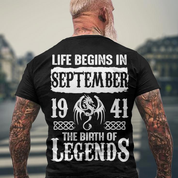 September 1941 Birthday Life Begins In September 1941 Men's T-Shirt Back Print Gifts for Old Men