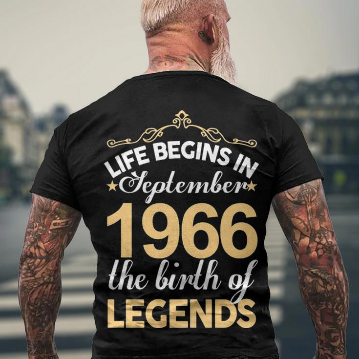 September 1966 Birthday Life Begins In September 1966 V2 Men's T-Shirt Back Print Gifts for Old Men
