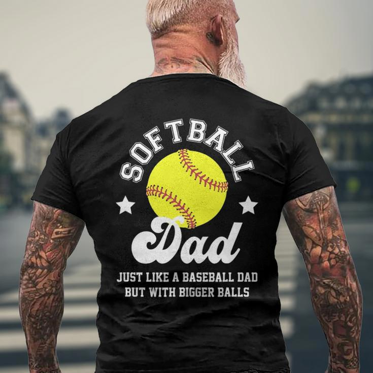 Mens Softball Dad Like A Baseball Dad With Bigger Balls Softball Men's Back Print T-shirt Gifts for Old Men