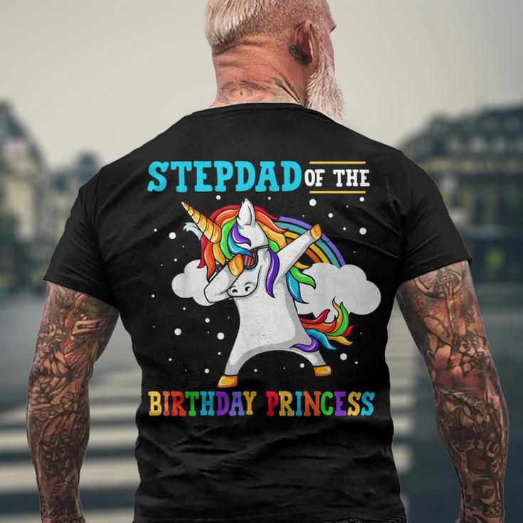 Stepdad Of The Birthday Princess Unicorn Girl Men's T-shirt Back Print Gifts for Old Men