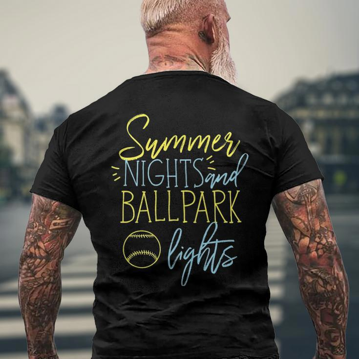 Summer Nights And Ball Park Lights Baseball Fans Men's Back Print T-shirt Gifts for Old Men