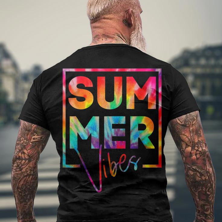 Summer Vibes Tie Dye Hello Summer Vacation Men's Crewneck Short Sleeve Back Print T-shirt Gifts for Old Men