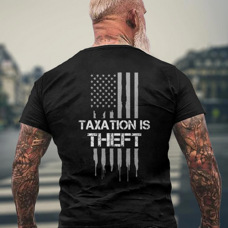 Taxation Is Theft American Flag 4Th Of July Men's Back Print T-shirt Gifts for Old Men