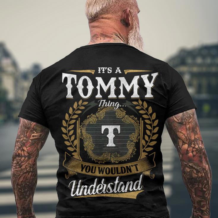 Tommy Blood Runs Through My Veins Name V2 Men's Crewneck Short Sleeve Back Print T-shirt Gifts for Old Men