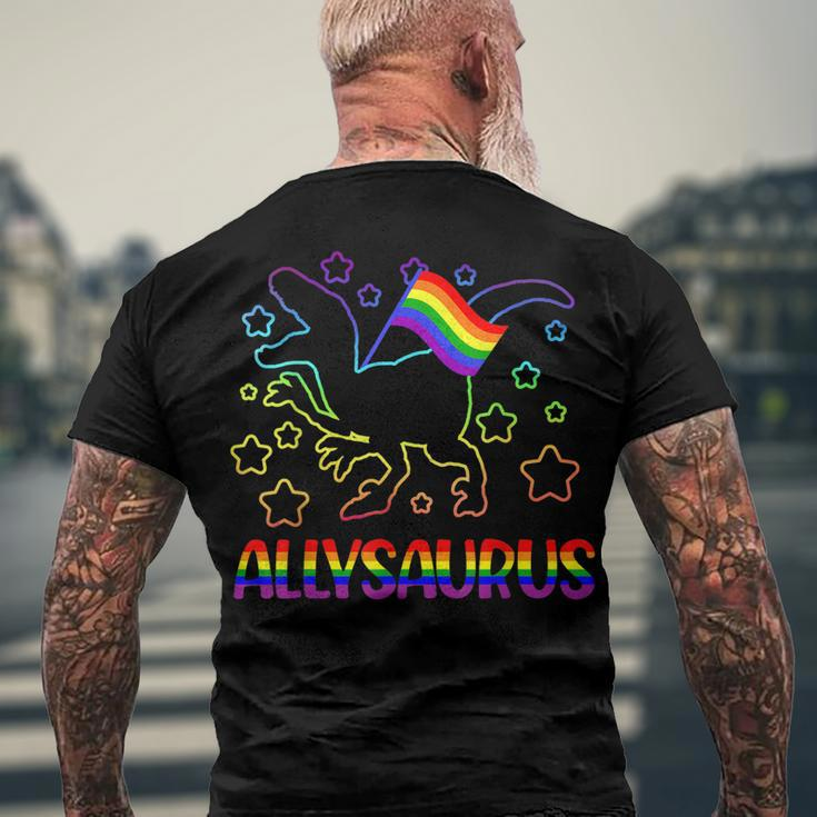 Trans Ally Allysaurus Gay Pride Lgbtq Trans Flag Dinosaur V3 Men's T-shirt Back Print Gifts for Old Men