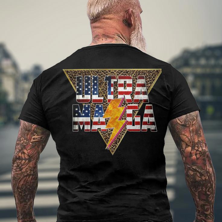 Ultra Maga Distressed Lightning Leopard Proud Ultramaga Gift Men's Crewneck Short Sleeve Back Print T-shirt Gifts for Old Men