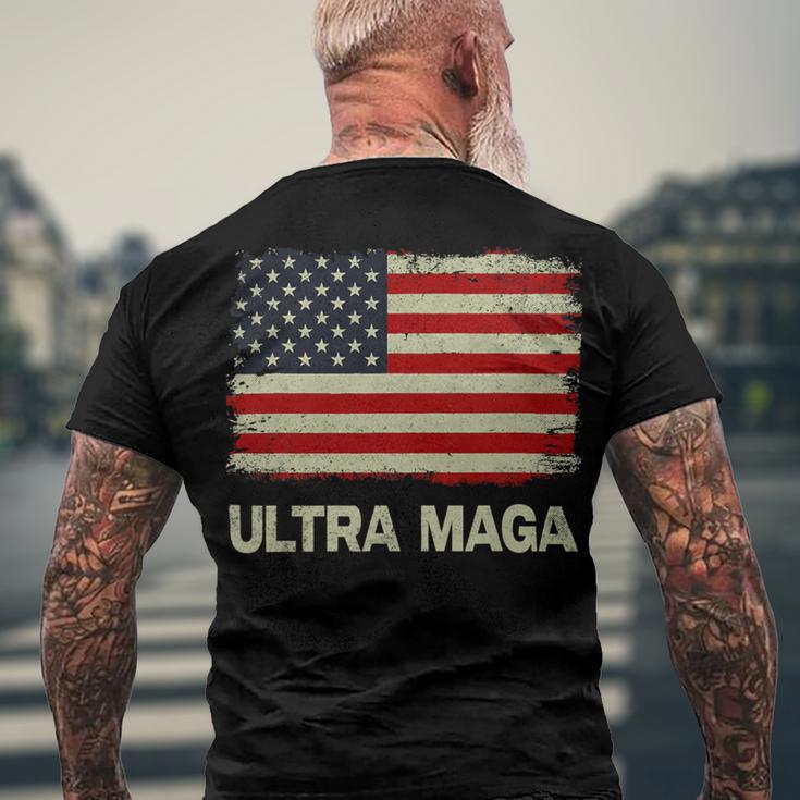 Ultra Maga United State Flag Men's Crewneck Short Sleeve Back Print T-shirt Gifts for Old Men