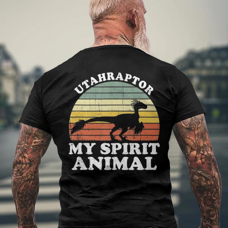 Utahraptor Dinosaur Spirit Animal Paleontologist Men's Back Print T-shirt Gifts for Old Men