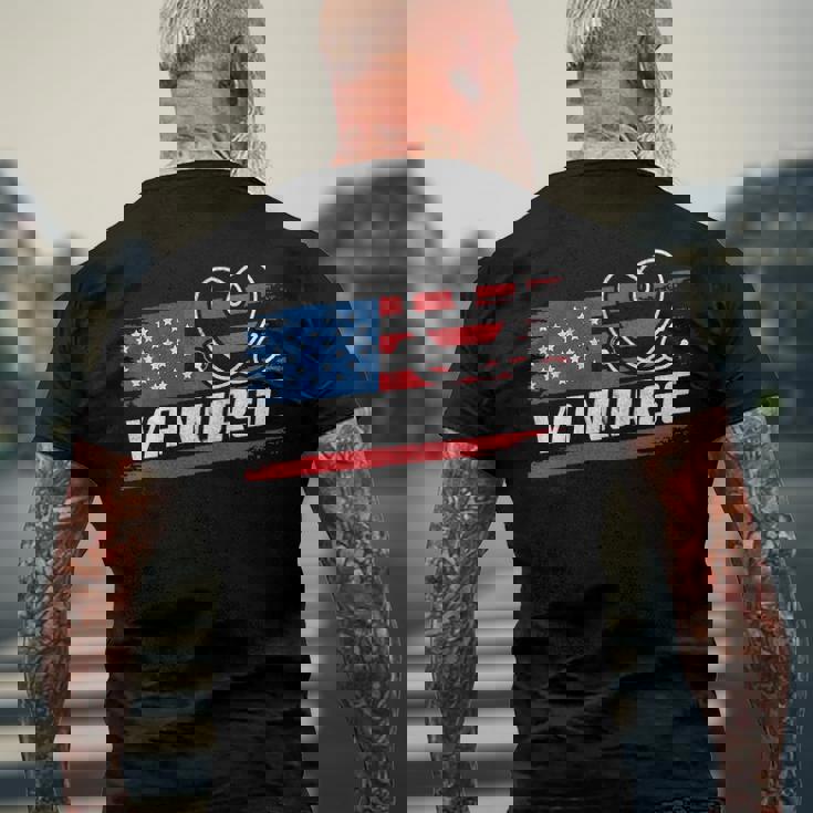 Womens Va Nurse Usa American Flag Stethoscope 4Th Of July Patriotic V-Neck Men's Back Print T-shirt Gifts for Old Men Womens Va Nurse Usa American Flag Stethoscope 4Th Of July Patriotic V-Neck Men's Back Print T-shirt Gifts for Old Men