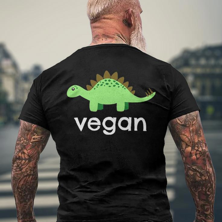 Vegan Dinosaur Green Save Wildlife Men's Back Print T-shirt Gifts for Old Men