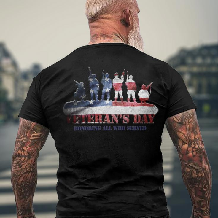 Veteran Veterans Day Honoring All Who Served 156 Navy Soldier Army Military Men's Crewneck Short Sleeve Back Print T-shirt Gifts for Old Men