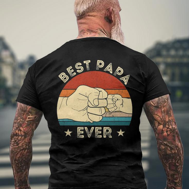 Vintage Best Papa Ever Fist Bump Grandpa Fathers Day Men's Back Print T-shirt Gifts for Old Men