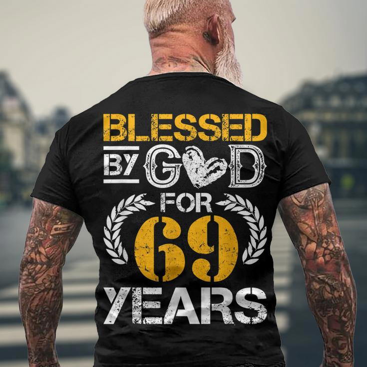 Vintage Blessed By God For 69 Years Happy 69Th Birthday Men's T-shirt Back Print Gifts for Old Men
