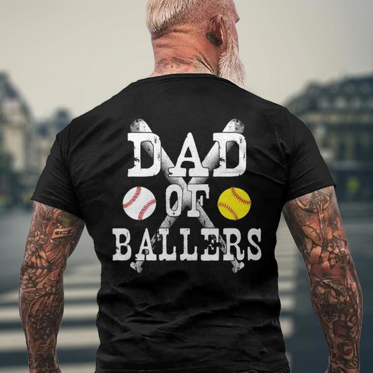 Vintage Dad Of Ballers Baseball Softball Lover Men's Back Print T-shirt Gifts for Old Men