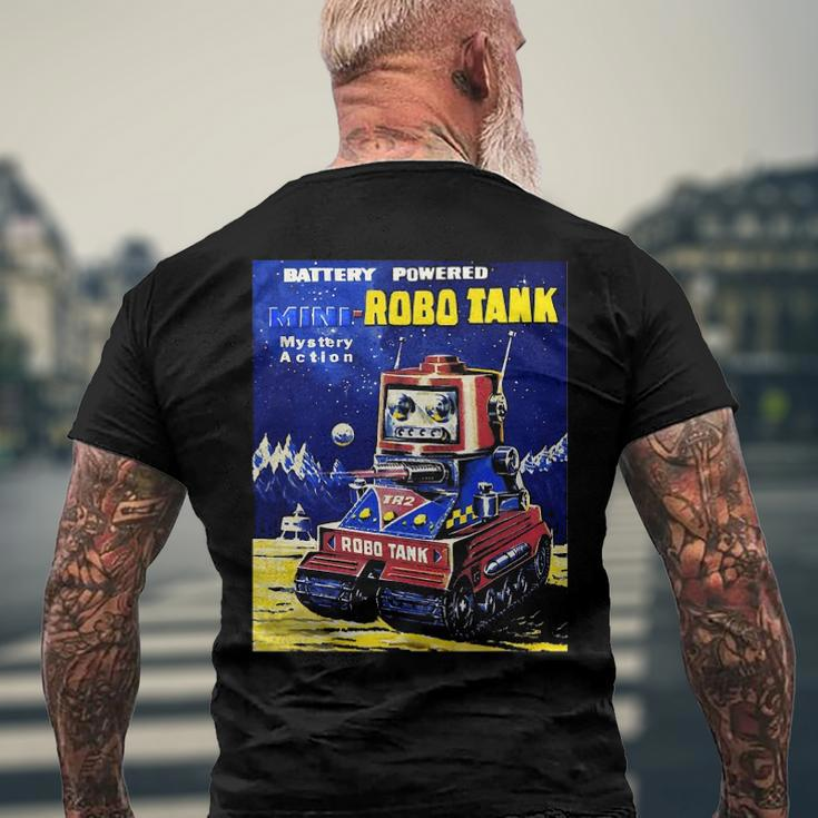 Vintage Robot Tank Japanese American Old Retro Collectible Men's Back Print T-shirt Gifts for Old Men