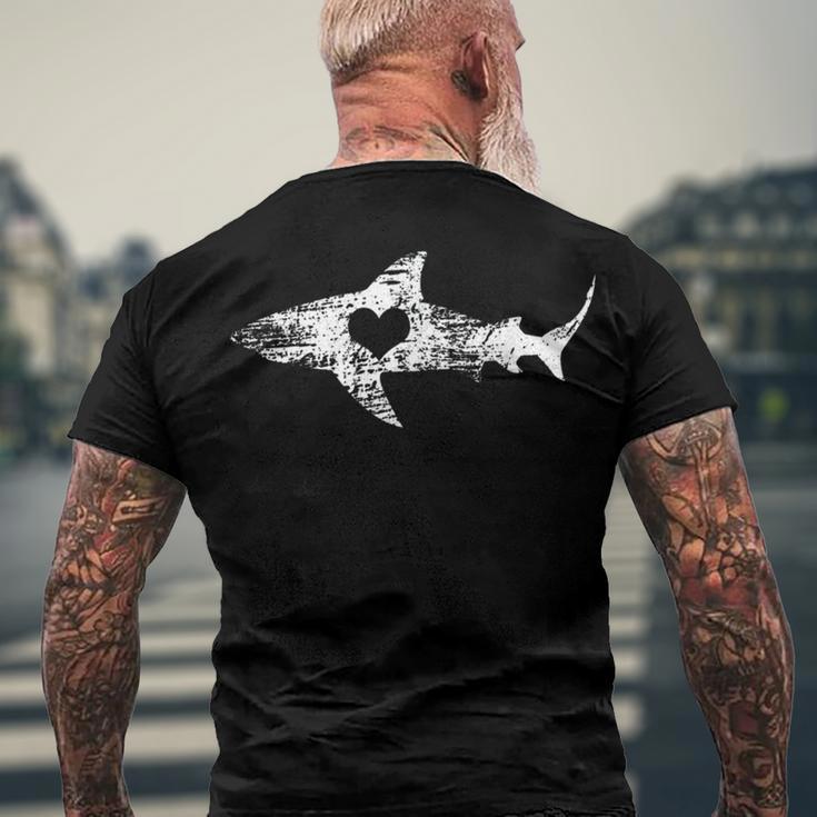 Vintage Shark Silhouette Hammerhead Shark Tiger Shark Heart 158 Trending Shirt Men's Crewneck Short Sleeve Back Print T-shirt Gifts for Old Men