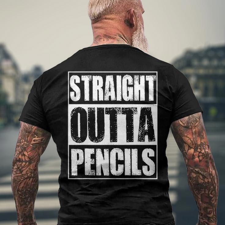 Vintage Straight Outta Pencils Men's Back Print T-shirt Gifts for Old Men