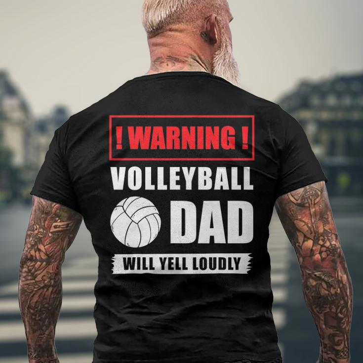 Warning Volleyball Dad Will Yell Loudly Volleyball-Player Men's Back Print T-shirt Gifts for Old Men