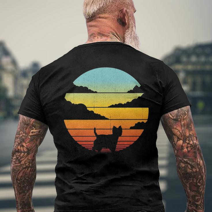 Westie West Highland White Terrier Retro Vintage Sunset Dog Men's Back Print T-shirt Gifts for Old Men