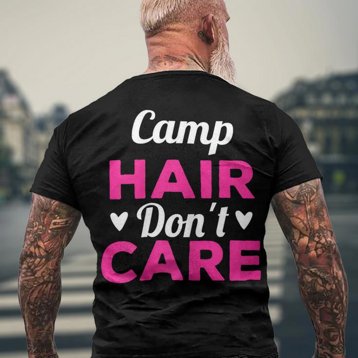 Womens Funny Camping Music Festival Camp Hair Dont CareShirt Men's Crewneck Short Sleeve Back Print T-shirt Gifts for Old Men