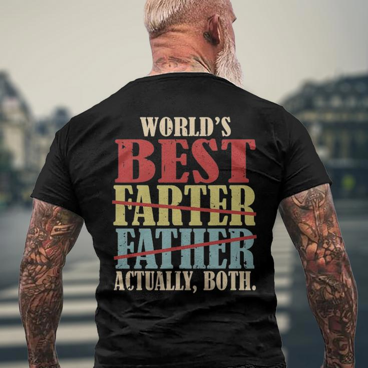Worlds Best Farter Father Actually Both Happy Fathers Day Men's Back Print T-shirt Gifts for Old Men