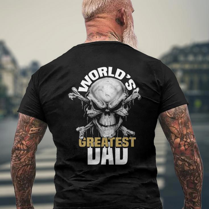Mens Worlds Greatest Dad Skull Men's Back Print T-shirt Gifts for Old Men