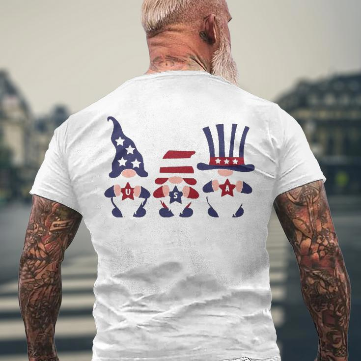 4Th Of July Patriotic Gnomes American Usa Flag Men's Back Print T-shirt Gifts for Old Men