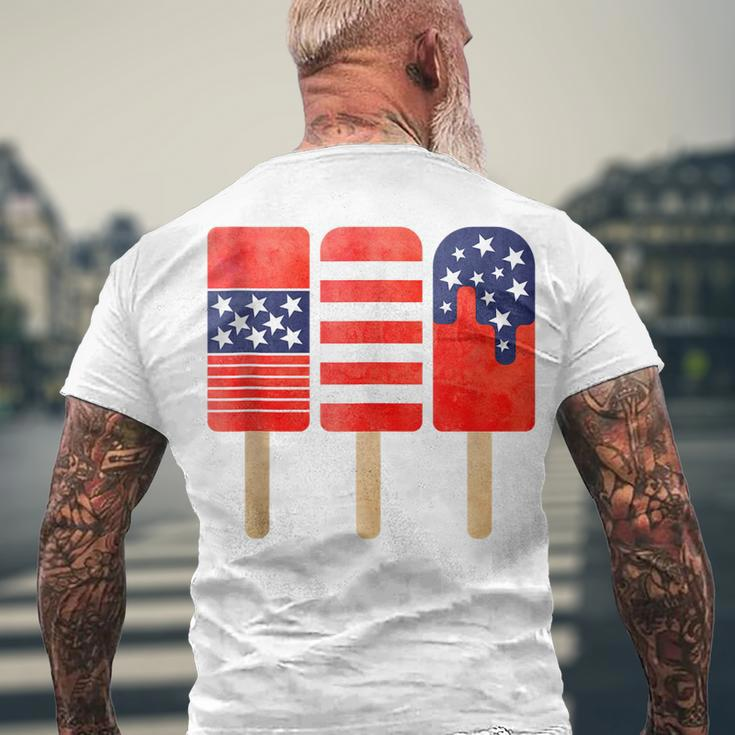 4Th Of July Popsicles Usa Flag Independence Day Patriotic Men's T-shirt Back Print Gifts for Old Men