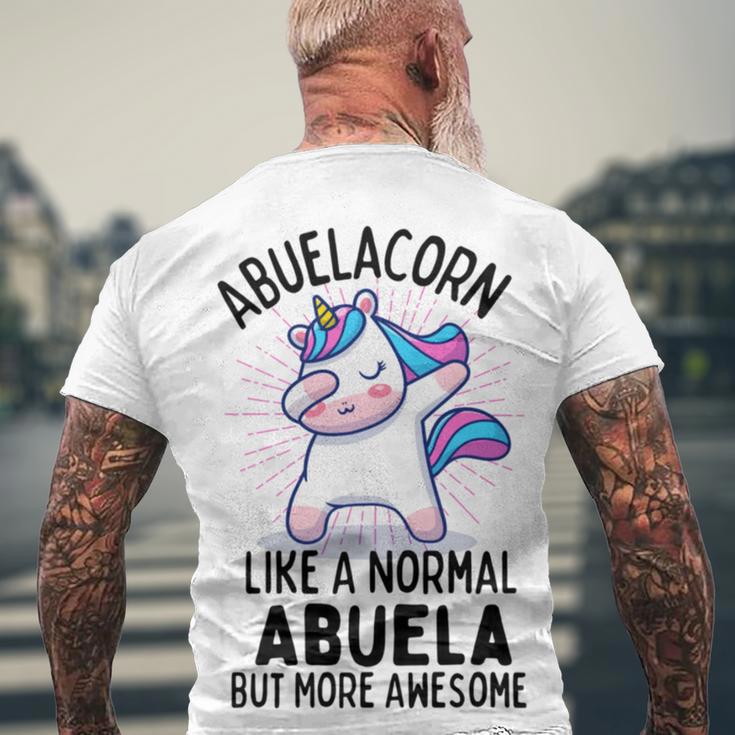 Abuelacorn Funny Unicorn Dabbing Gift Like A Normal Abuela But More Awesome Men's Crewneck Short Sleeve Back Print T-shirt Gifts for Old Men