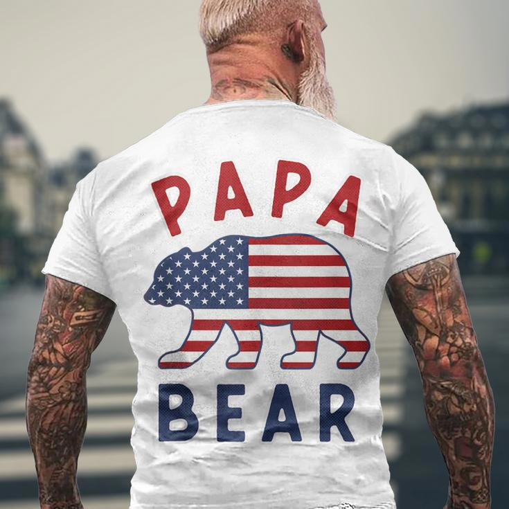 Mens American Flag Papa Bear 4Th Of July Usa Patriotic Dad Men's T-shirt Back Print Gifts for Old Men