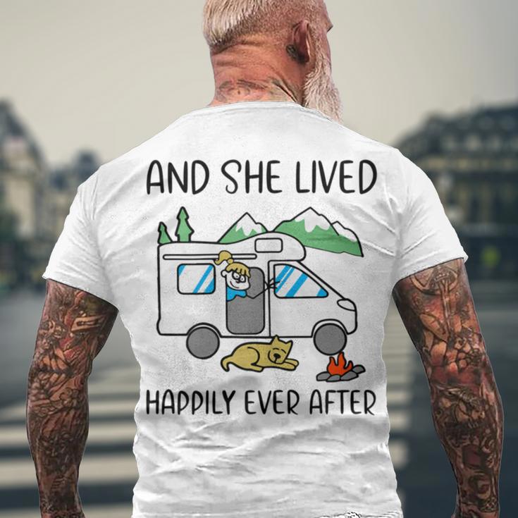 And She Lived Happily Ever After Men's Crewneck Short Sleeve Back Print T-shirt Gifts for Old Men