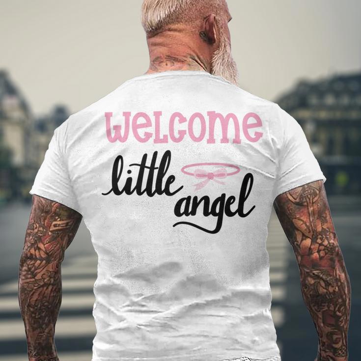 Baby Shower Text Design Welcome Little Angel Men's Crewneck Short Sleeve Back Print T-shirt Gifts for Old Men