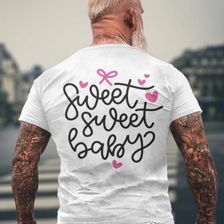 Baby Shower Text Pink Heart Ribbon Design Sweet Sweet Baby Men's Crewneck Short Sleeve Back Print T-shirt Gifts for Old Men