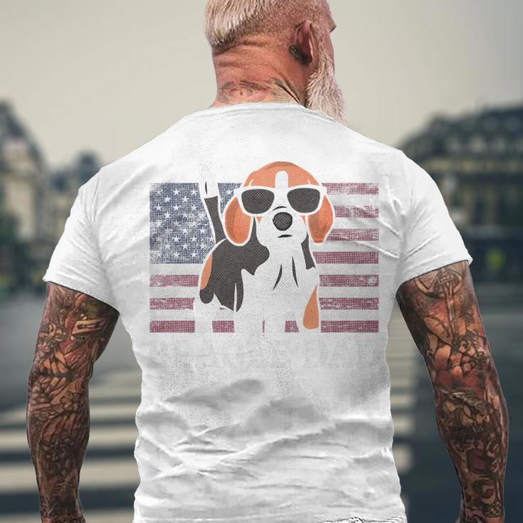 Mens Beagle Dad American Flag 4Th Of July Patriotic Beagle Men's T-shirt Back Print Gifts for Old Men
