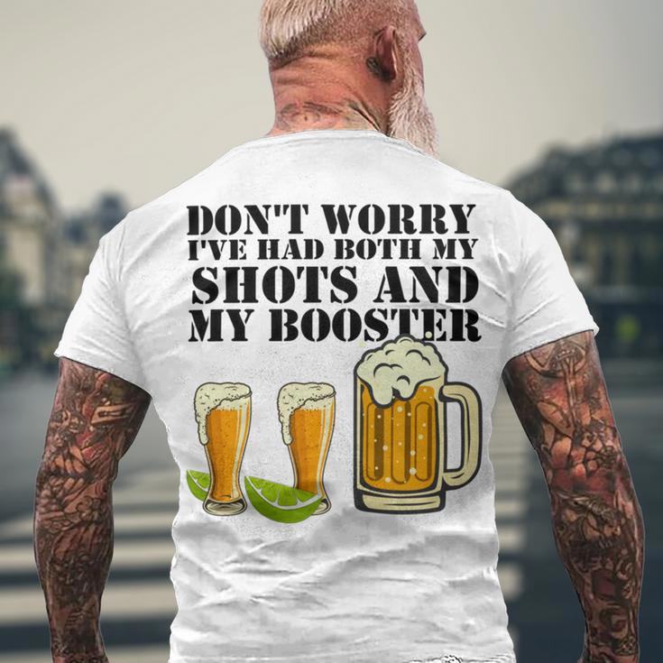 Beer Drinking Dont Worry Ive Had Both My Shots And Booster Men's Crewneck Short Sleeve Back Print T-shirt Gifts for Old Men