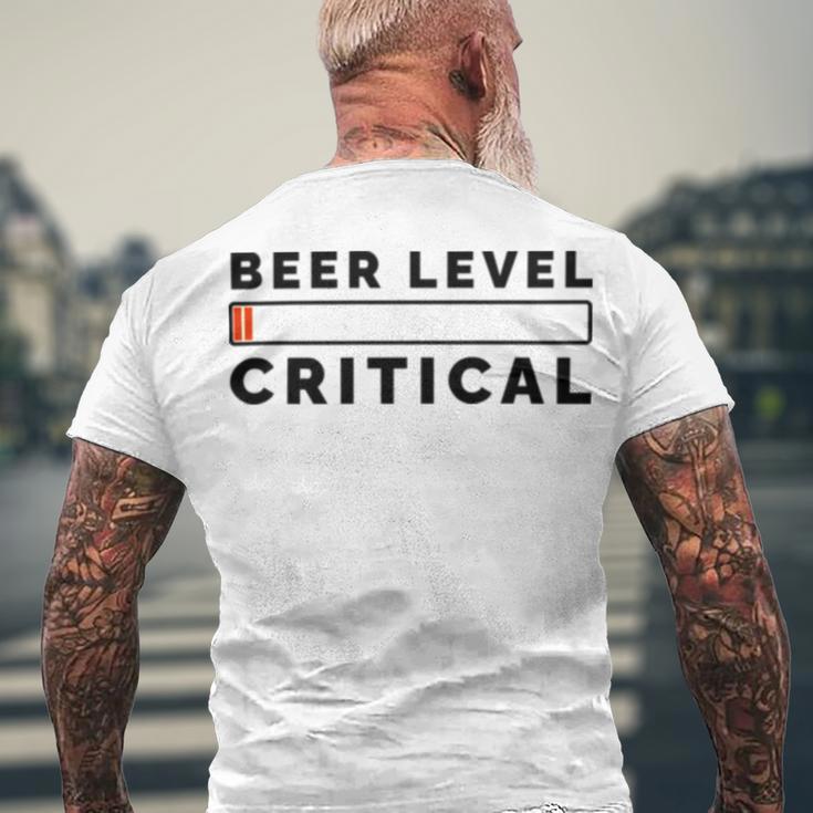 Beer Level Critical Men's Crewneck Short Sleeve Back Print T-shirt Gifts for Old Men