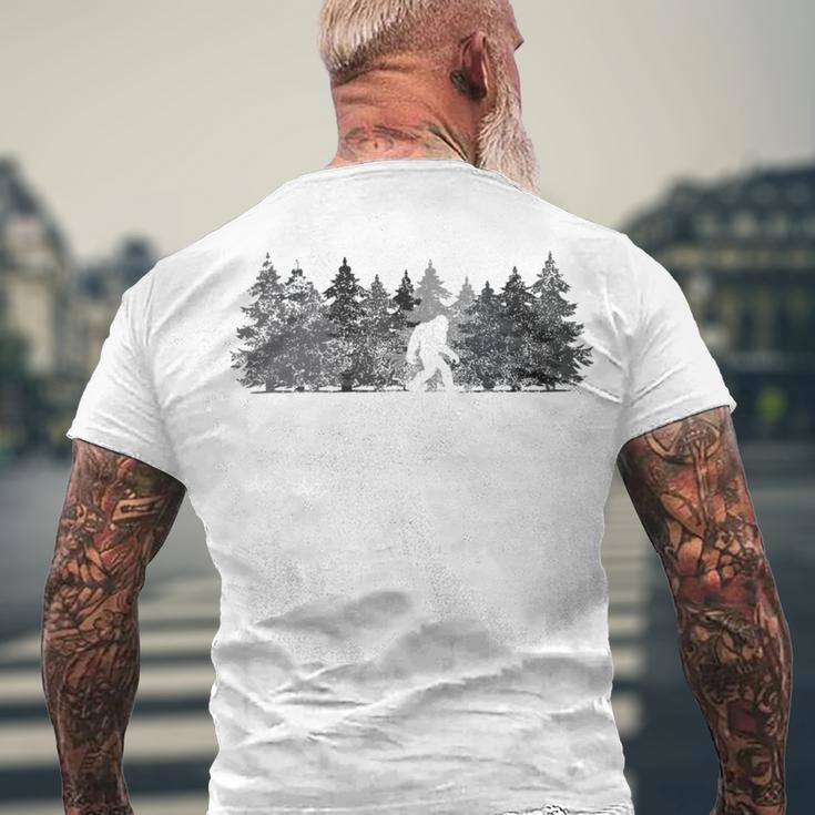 Bigfoot In The Forest Men's Crewneck Short Sleeve Back Print T-shirt Gifts for Old Men