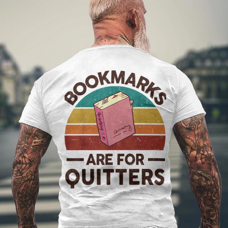 Bookmarks Are For Quitters Men's Crewneck Short Sleeve Back Print T-shirt Gifts for Old Men