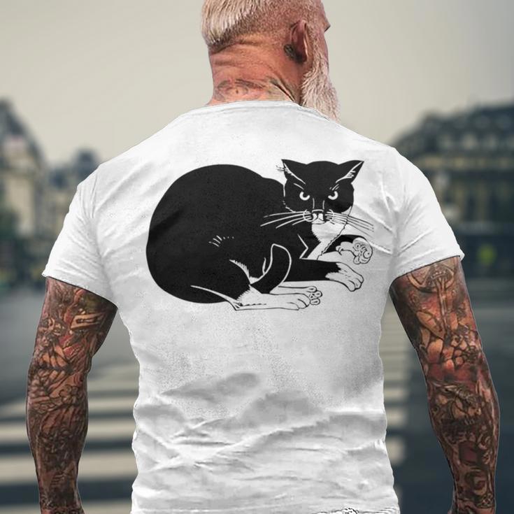 Cat Cut Cat Cat Lovers Black Cat Funny Cat Birthday Cat Gift Cat Danger Kitty V3 Men's Crewneck Short Sleeve Back Print T-shirt Gifts for Old Men